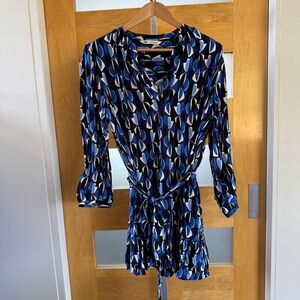 Zara Navy and Cream Geometric Dress